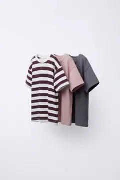 新品タグ付 ZARAベビー 無地Tシャツ3枚セット♡ ボーダー　ピンクのサムネイル