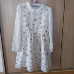 Earth　花柄長袖ひざ丈ワンピース