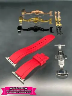 レッド アップルウォッチ ワインディング ラバー ベルト Dバックル