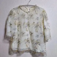 ミスティウーマン　レース　刺繍　チュール　ブラウス　5分袖のサムネイル