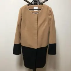 ロングコート センスオブプレイス ノーカラー　バイカラー