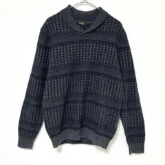 アラミス ショールカラーニット セーター L 総柄 アルパカ シルク混 グレーのサムネイル