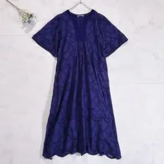ヌキテパ コットン ボイル ドットヘムラ レース ワンピース M ピンク