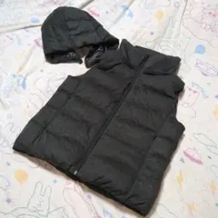 ユニクロ 美品　フード取り外し可能　 ダウンベスト チャコール　レディースM