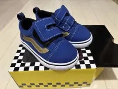 【新品】VANS キッズ スニーカー ブルー ゴールド 14.5cm