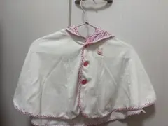 ミキハウス ベビーポンチョ うさぎ刺繍 花柄 ホワイト