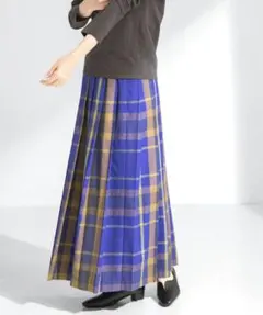 美品　アーバンリサーチ　チェックプリーツイージースカート　パープルスカート