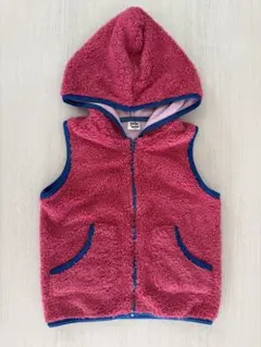 ロングボアフリース フード付き ピンクベスト 110cm