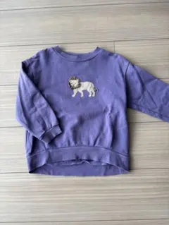 petit main/キッズトレーナー/ライオンの刺繍/110cm/パープル