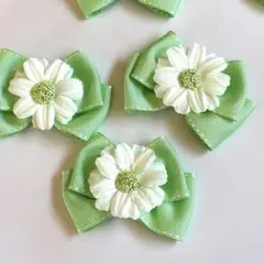ホワイト&グリーンリボン♡トリミングチョーカー10本＋おまけ1本