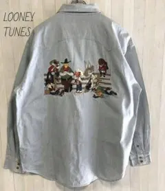 LOONEY TUNES ルーニー・チューンズ デニムシャツ 刺繍 長袖 XLのサムネイル