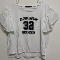 ヘザー フリルスリーブ ロゴTシャツ 半袖 カットソー ホワイト F 美品のサムネイル