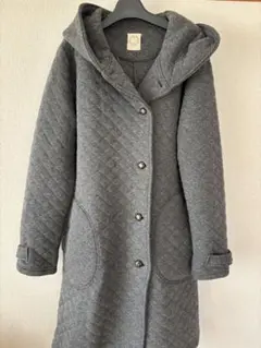 グレー キルティング フード付き ロングコート