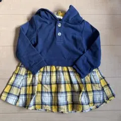 Daddy oh Daddy ネイビーとイエローのチェック　ワンピース　90cm