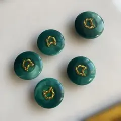 レトロなボタン　グリーン×ゴールド