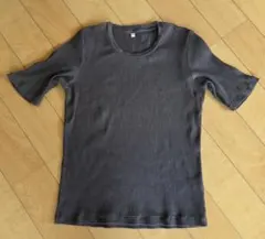 無印良品 半袖 リブ クルーネック Tシャツ チャコールグレー M