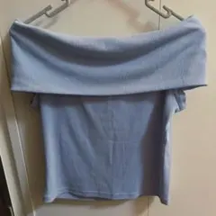 オフショルトップス　ブルー