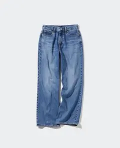 UNIQLO ワイドストレートジーンズ　丈長め ブルー 25