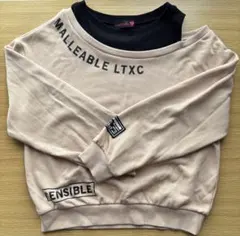 ラブトキシックオフショルダー ベージュ トレーナー