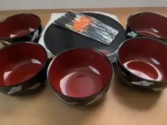 桂由美 椀 ・お盆・箸5個セット