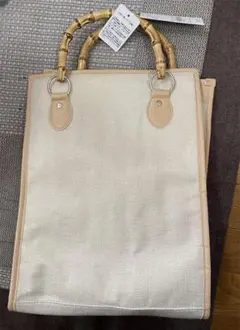 バンブーハンドルスクアトートバッグ