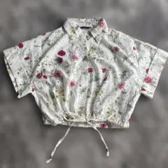 ◉ZARA 美品　花柄 クロップドシャツ 半袖