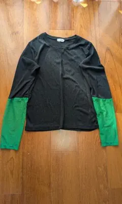 LEPSIM カラーブロック長袖Tシャツ 黒と緑