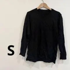 黒　七分袖　カットソー　トップス　ユニセックス　ブラック　シンプル　海外古着