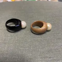 カジュアルリングセット（黒・ゴールド）