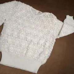 truhowe ホワイト レース 五分袖ニット