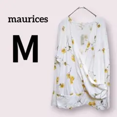 タグ付✨maurices【M】花柄 長袖トップス ラップ風 黄色 白
