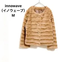 イノウェーブ　フェイクファー ノーカラージャケット キャメル ショート丈 Mのサムネイル