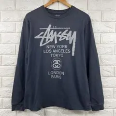 00s Stussy WORLD TOUR L/S TEE ネイビー L