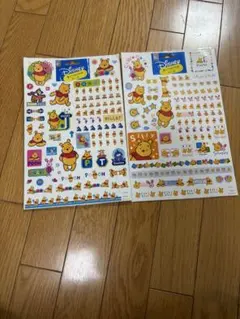 レア　レトロ　新品　未使用　ディズニー　プーさん ステッカーシート 2枚セット
