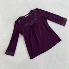 ⭐️ベアトリス⭐️クルーネックトップス パープル 光沢感 上品 日本製 高級感