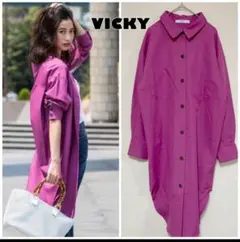 VICKY パープル シャツワンピース