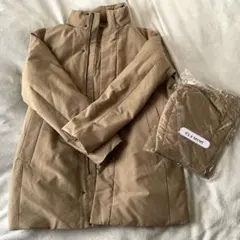 美品 UNIQLO ベージュ ハイブリッド ダウンジャケット 帽子付き
