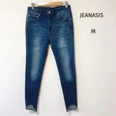 ジーナシス　スキニーパンツ　デニム　ジーンズ　ダメージ　牛革　M
