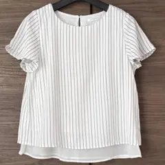 GLACIER ストライプ柄すそティアードシフォンブラウス　ハニーズ
