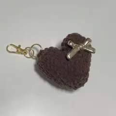 ハンドメイド 編み物 かぎ編み キーホルダー ハート あみぐるみ チャーム