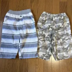 140 キッズ ハーフパンツ 2枚セット ストライプ 迷彩 GU 男の子