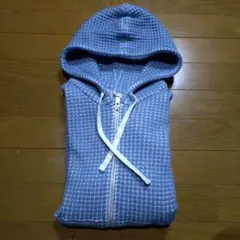 シーグリーンワッフル生地フード付きパーカ