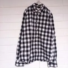 BACK NUMBER メンズチェックシャツL　ブラック×ホワイトチェック