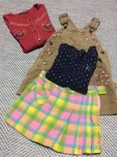 カットソー スカート ジャンパースカート 100 女の子 ワンピース 4点セット