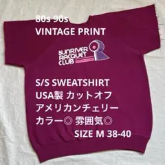 80s 90s VINTAGE ヘインズ USA製 半袖スウェット プリント M