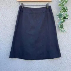 【ナチュラルビューティーベーシック】S♡ストライプひざ丈スカート オフィス 裏地