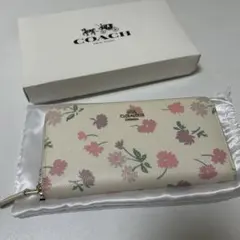 COACH 花柄 長財布 アイボリー