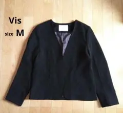 Vis　ノーカラージャケット　M　Vネック　卒業式　入学式　ブラック