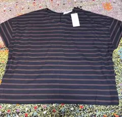 AMERICAN HOLIC ボーダー半袖Tシャツ ブラック ブラウン Vネック