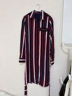 TOMY HILFIGER ストライプ柄 長袖 ロングシャツワンピース